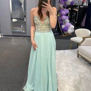 Size 6 a-line aqua prom dress